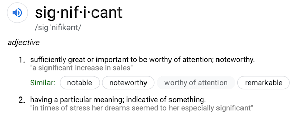 Google definition of significant